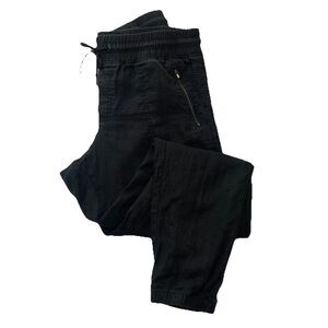 ATHLETA Cabo Linen Jogger Cropped Pant Womens Size 14T Washed Black Pull On